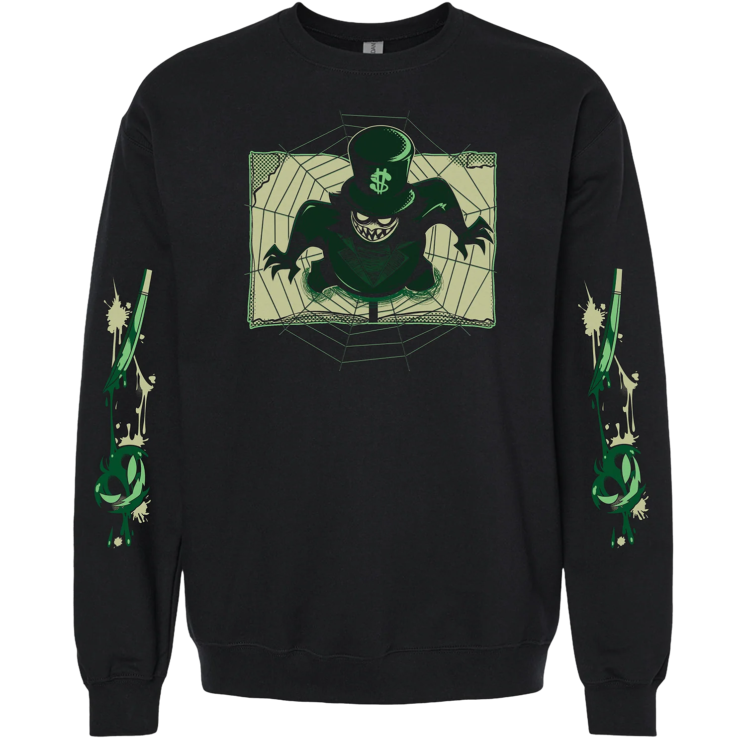 Crewneck Sweatshirt - Mammon Halloween Slasher w/Printed Sleeves *LAST CHANCE*