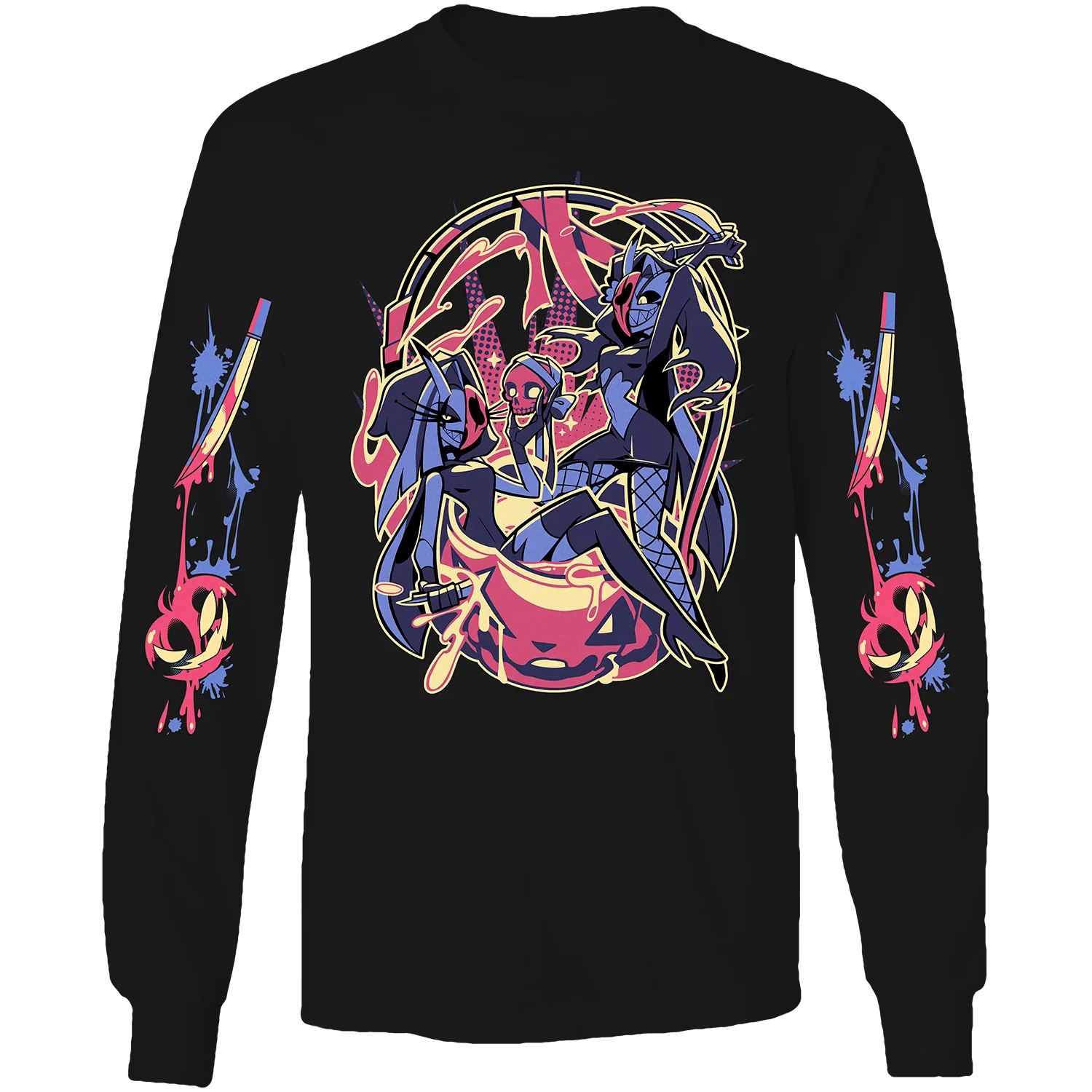 Long Sleeve Shirt - Glitz & Glam Halloween Slasher w/Printed Sleeves *LAST CHANCE*