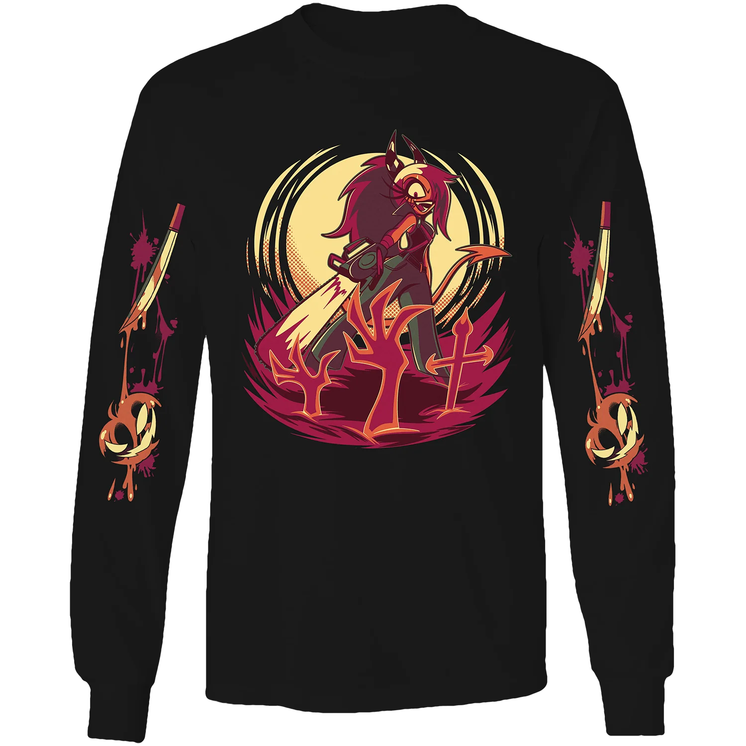 Long Sleeve Shirt - Sallie May Halloween Slasher w/Printed Sleeves *LAST CHANCE*