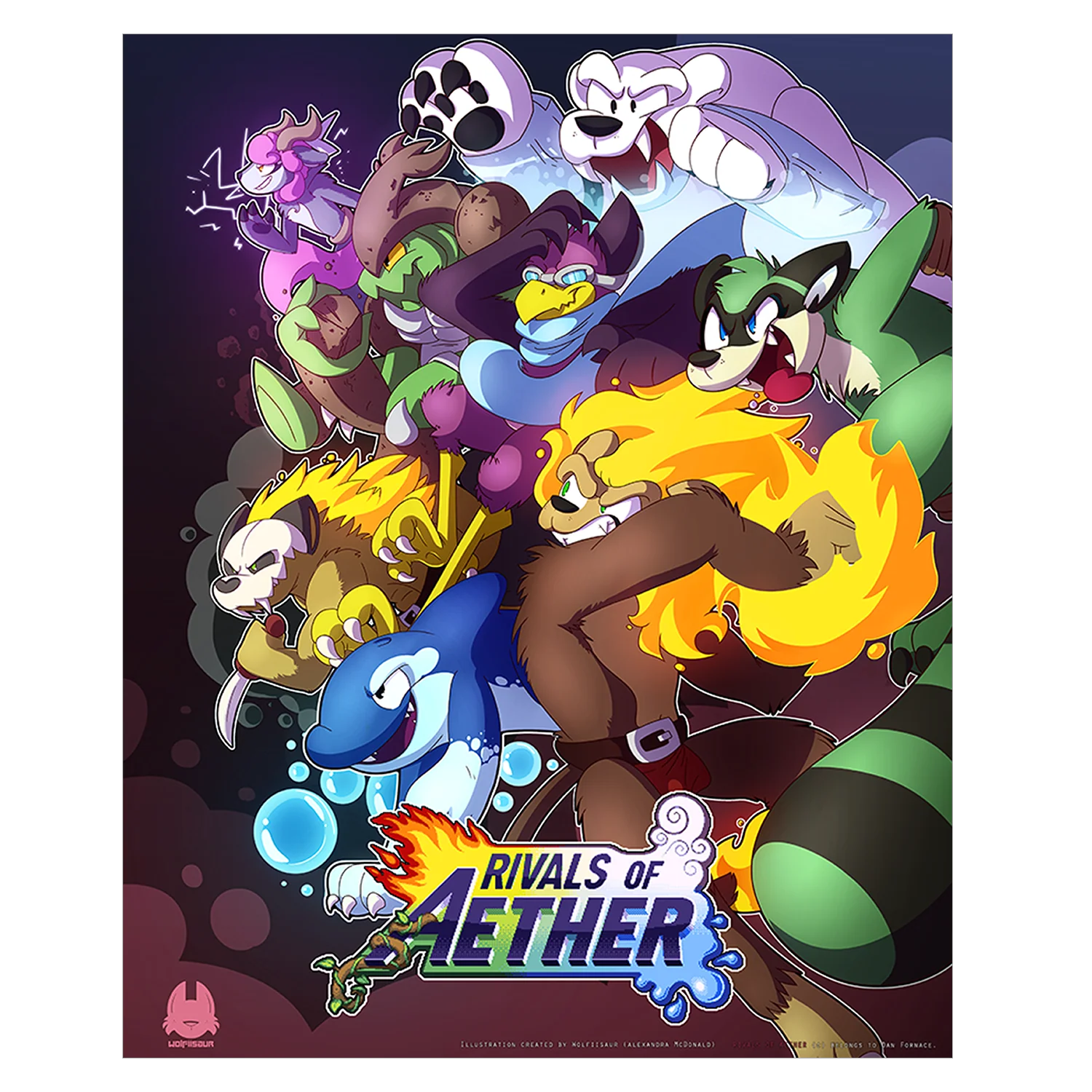 Rivals of Aether Wolfiisaur - Poster Print